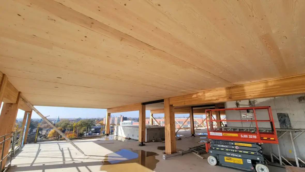Commercial interior framing standing ahead of drywall installation