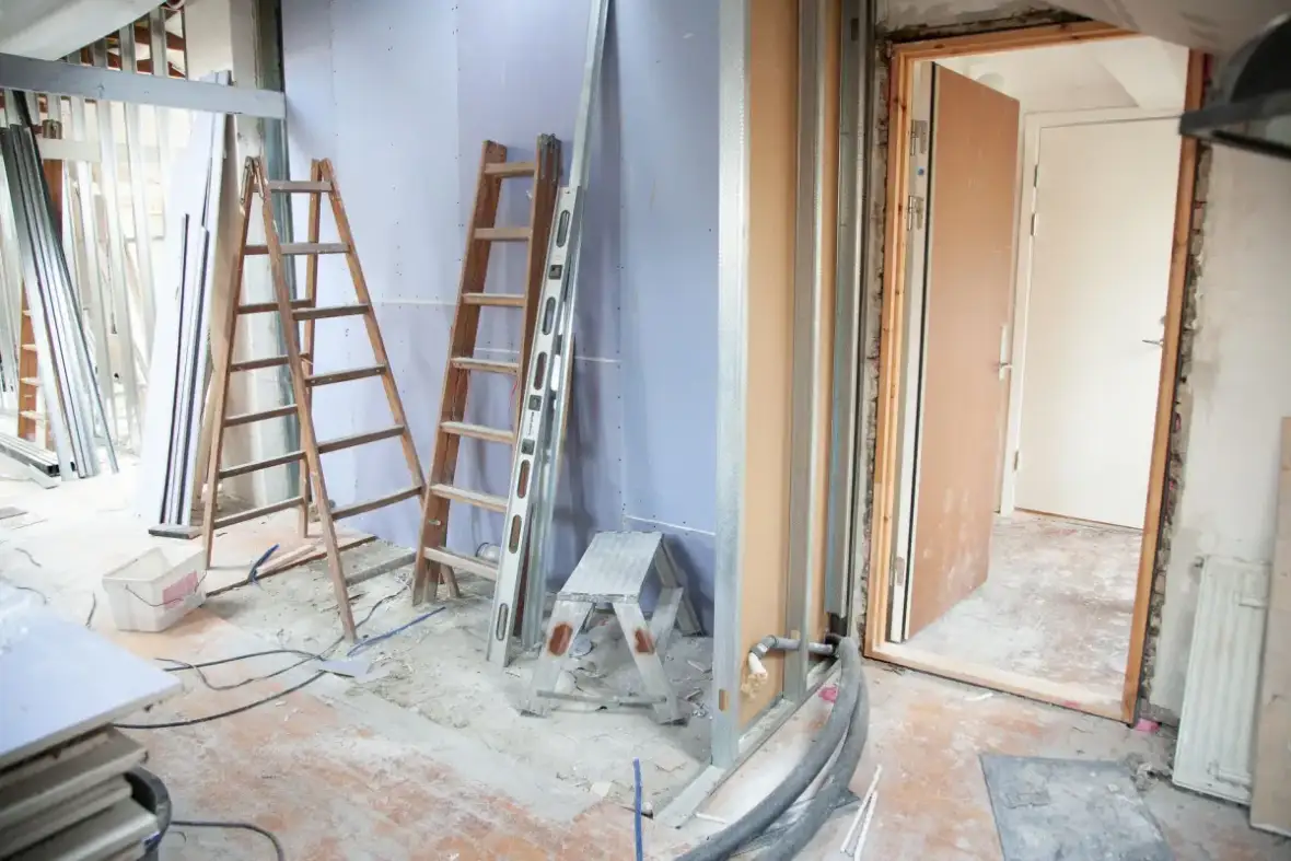 Room masked and protected ahead of ceiling texture removal
